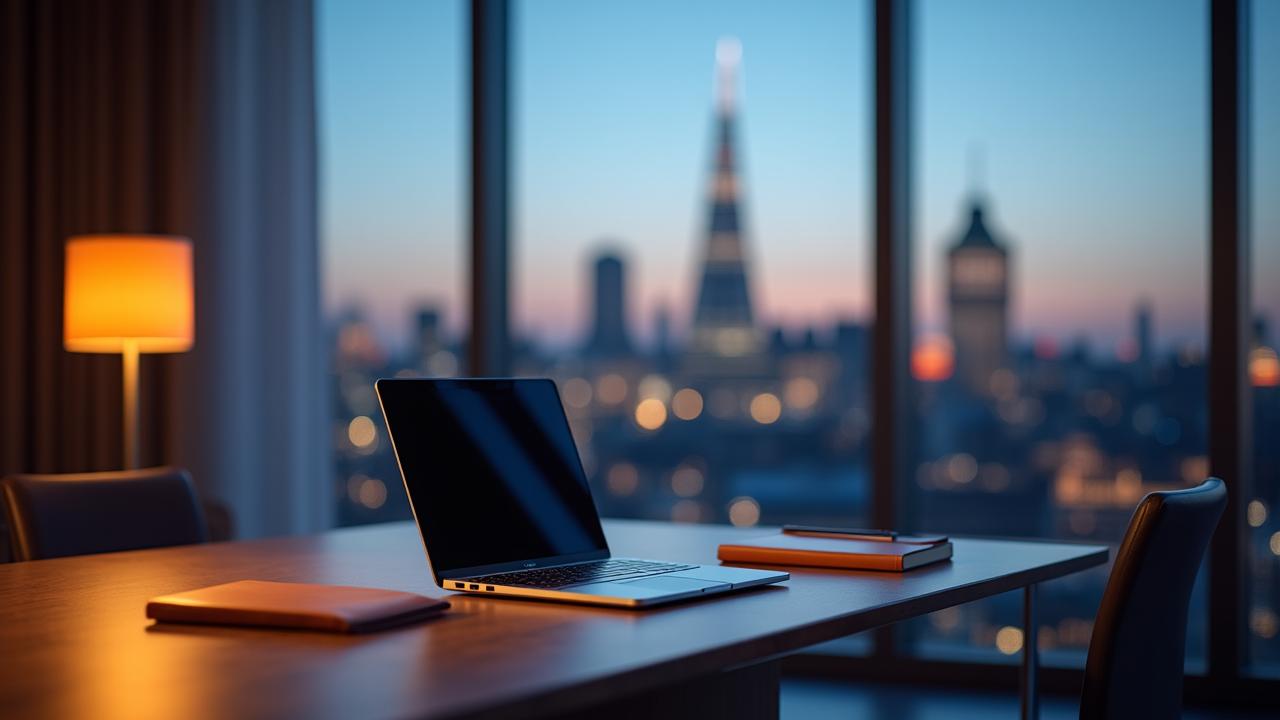 Executive professional in a sophisticated modern Cardiff office